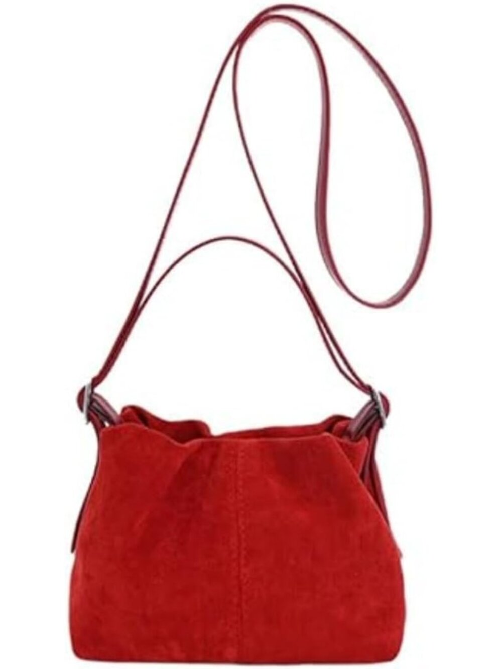 Women Vintage Suede Handbags Tote Handbag Drawstring Bucket Bag Slouchy Crossbod